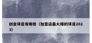 加盟创业项目有哪些-2023年必火的创业加盟项目你都知道吗？